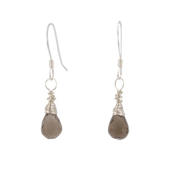 Smoky Quartz Gemstone Earrings in Gold or Silver