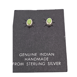 Limited Edition Navajo Indian Hand Crafted Small Stone and Sterling Silver Stud Earrings, Shape and Color Choice