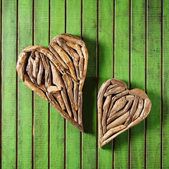 Teak Driftwood Hearts