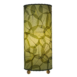 Banyan Table Lamp - Handmade from Fossilized Banyan Leaves, Green