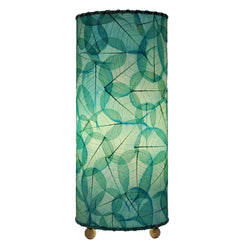 Banyan Table Lamp - Handmade from Fossilized Banyan Leaves, Blue
