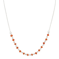 Delicate 3.5mm Carnelian Gemstone Necklace on Sterling Silver Chain