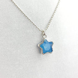 Star Shape Gemstone Necklace in Sterling Silver, Stone Choice
