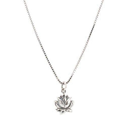 Small Lotus Necklace in Sterling Silver 16 or 18 Inch
