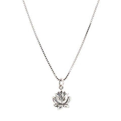 Small Lotus Necklace in Sterling Silver 16 or 18 Inch