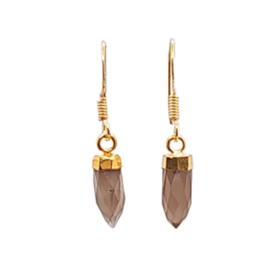 Gold Gemstone Point Dangle Earrings
