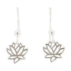 Open Design Small Lotus Dangle Earrings in Sterling Silver