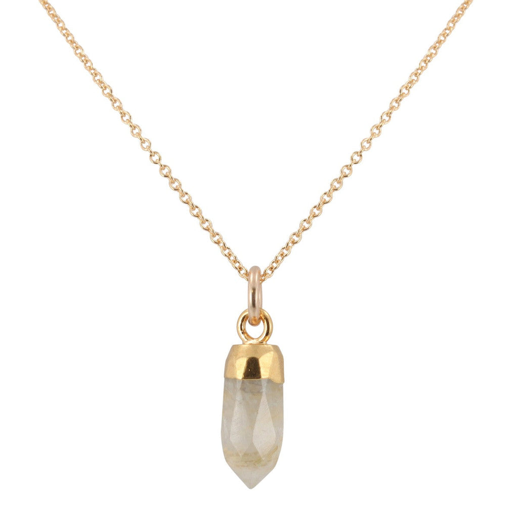 Small Gold Gem Point Necklace, Stone Choice