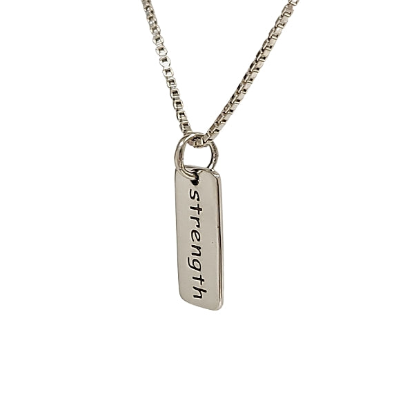 Strength Word Necklace in Sterling Silver