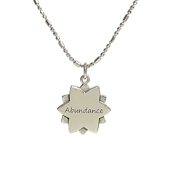 Abundance Mandala Affirmation Double Sided Necklace in Sterling Silver