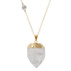 Clear Quartz Necklace with Herkimer Diamond on a 28