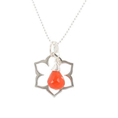 Sterling Silver Sacral Chakra Necklace with Carnelian Stone on 18 Inch Bead Chain