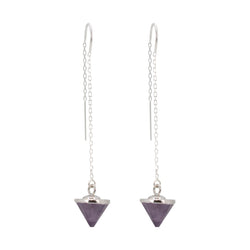 Gemstone Spike Threader Earrings in Silver