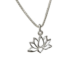 Medium Lotus Flower Necklace in Sterling Silver on 18 or 20 Inch Chain