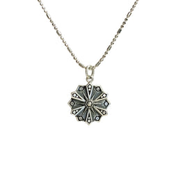 Courage Mandala Affirmation Double Sided Necklace in Sterling Silver