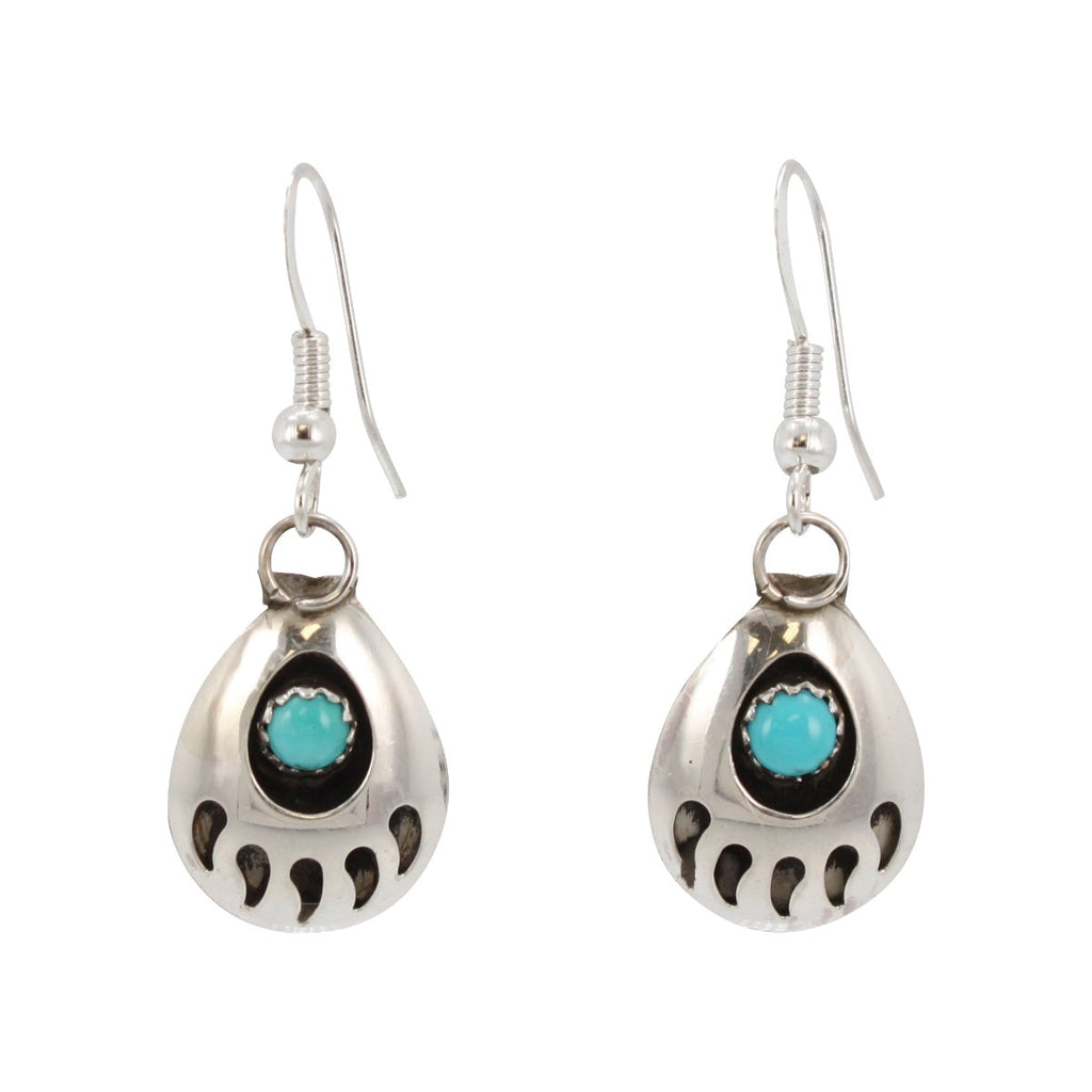 Turquoise Bear Paw Dangle Earrings