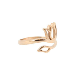 Lotus Flower Ring in Bronze, Adjustable