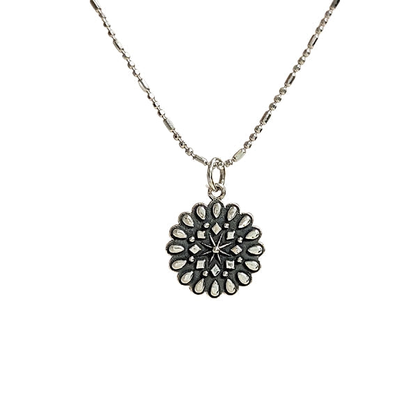 Resilience Mandala Affirmation Double Sided Necklace in Sterling Silver