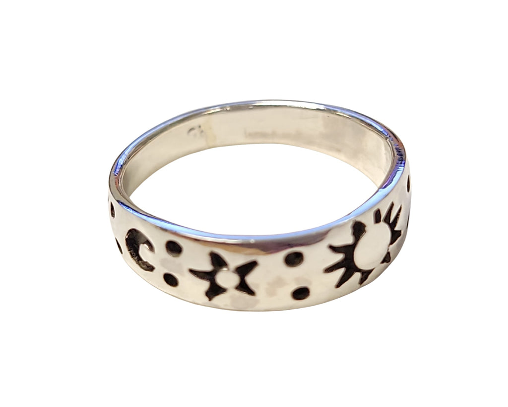 Zoe and Piper Celestial Band Silver Ring