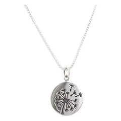 Dandelion Necklace in Sterling Silver on an 18 inch Sterling Silver Box Chain