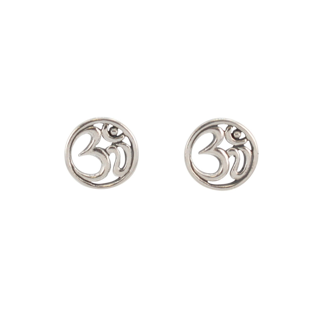 Round Om Earrings in Sterling Silver