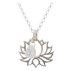 Lotus with Moonstone Briolette Necklace