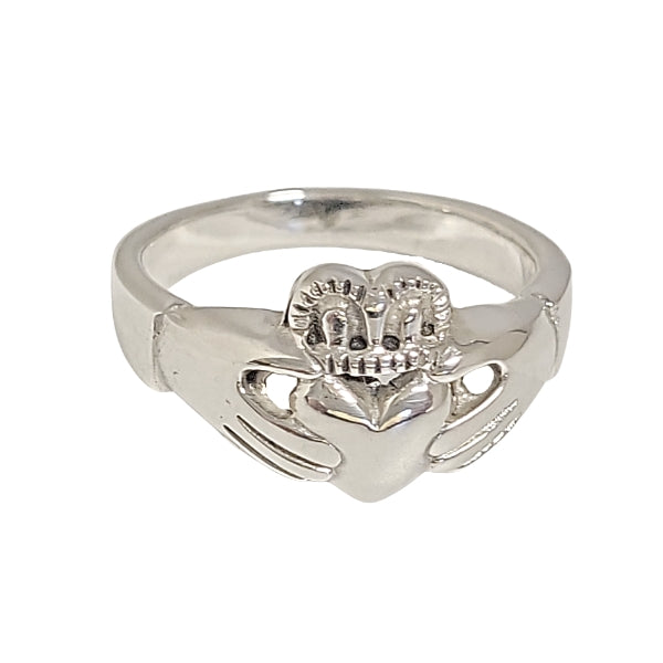 Large Heavy Irish Friendship & Love Band Celtic Claddagh Ring in Sterling Silver, Sizes 5, 8, and 9