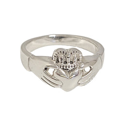 Large Heavy Irish Friendship & Love Band Celtic Claddagh Ring in Sterling Silver, Sizes 5, 8, and 9