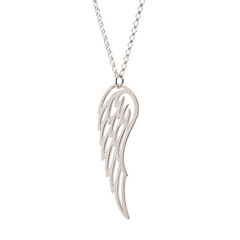 Extra Large Detailed Angel Wing or Bird Wing Necklace in Sterling Silver 18