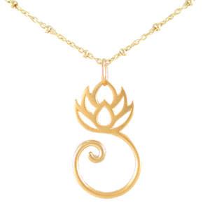 Gold Lotus Flower Charm Holder Necklace