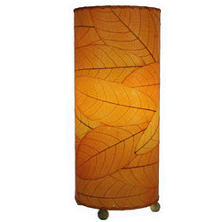 Cocoa Leaf Cylinder Table Lamp, Orange