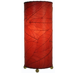 Cocoa Leaf Cylinder Table Lamp, Red