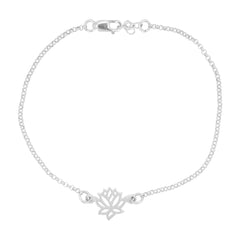 Tiny Delicate Sterling Silver Lotus Flower Bracelet