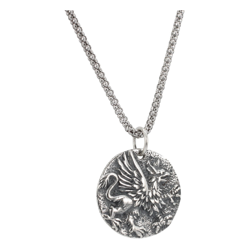 Griffin Coin Necklace in Sterling Silver