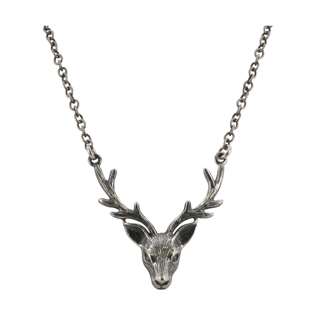 Deer Head Necklace in Sterling Silver