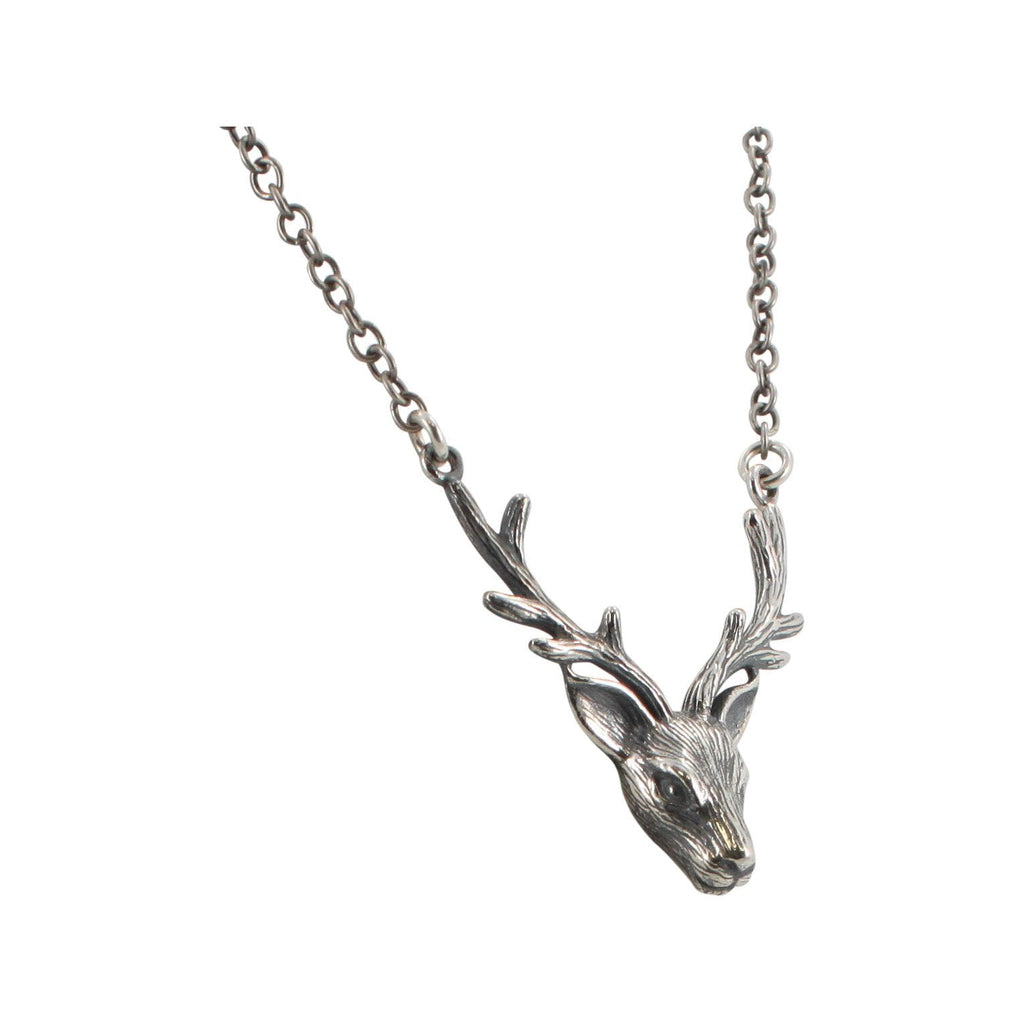 Deer Head Necklace in Sterling Silver