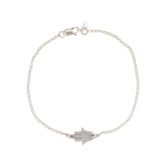 Delicate Hamsa Hand Bracelet in Sterling Silver