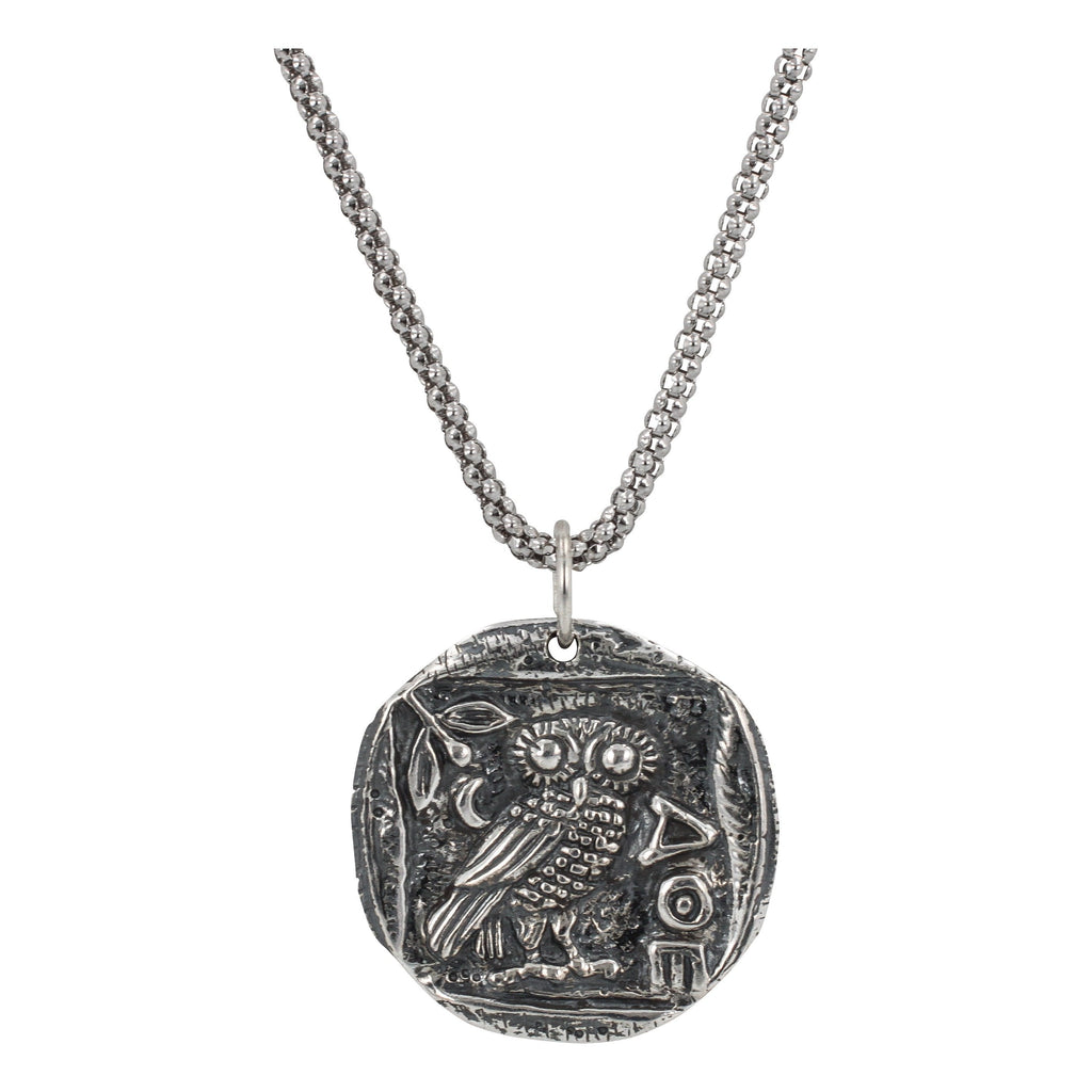 Ancient Athenas Owl Greek Coin Pendant 3/4