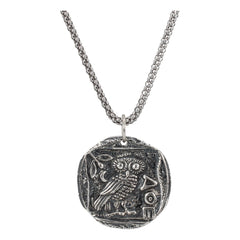 Ancient Greek Coin Necklace with Athenas Owl in Sterling Silver