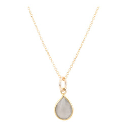 Teardrop Gem Necklace, Grey Moonstone
