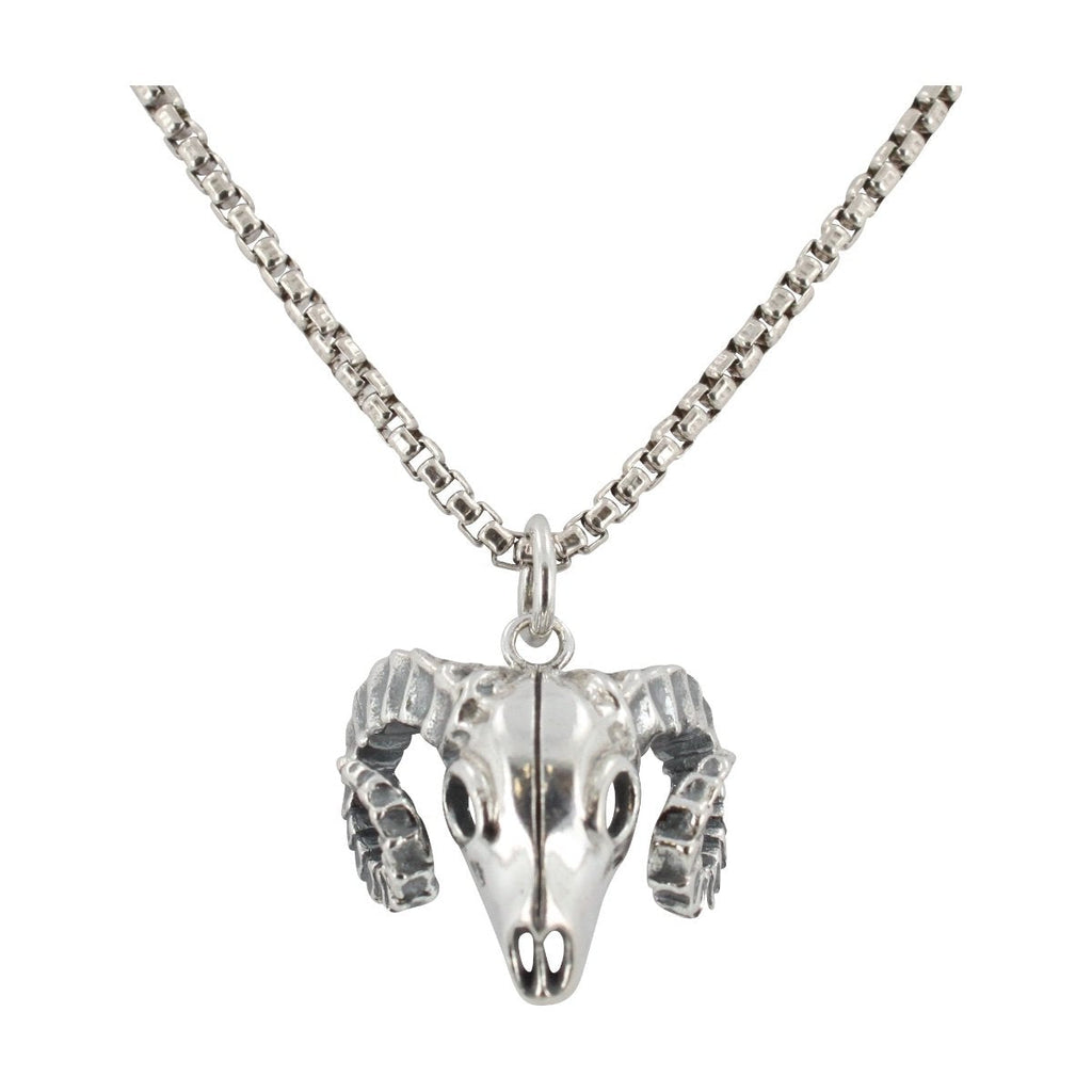 Ram Skull Necklace in Sterling Silver
