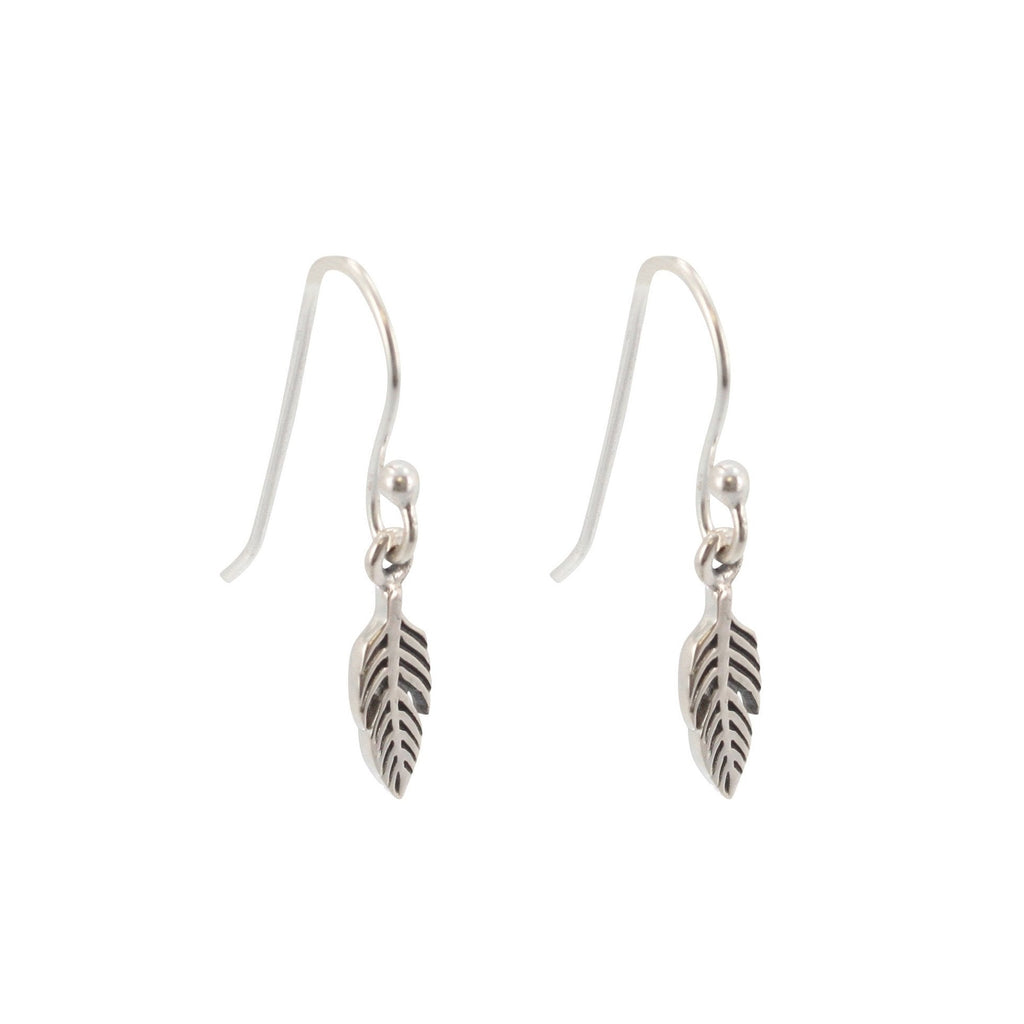 Small Feather Dangle Earrings in Sterling Silver