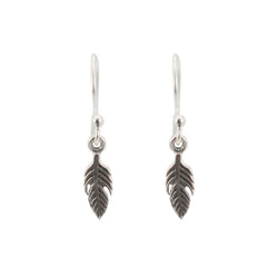 Small Feather Dangle Earrings in Sterling Silver