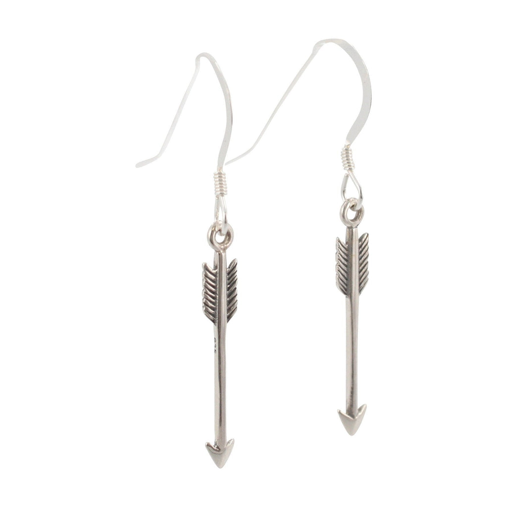 Long Arrow Dangle Earrings in Sterling Silver