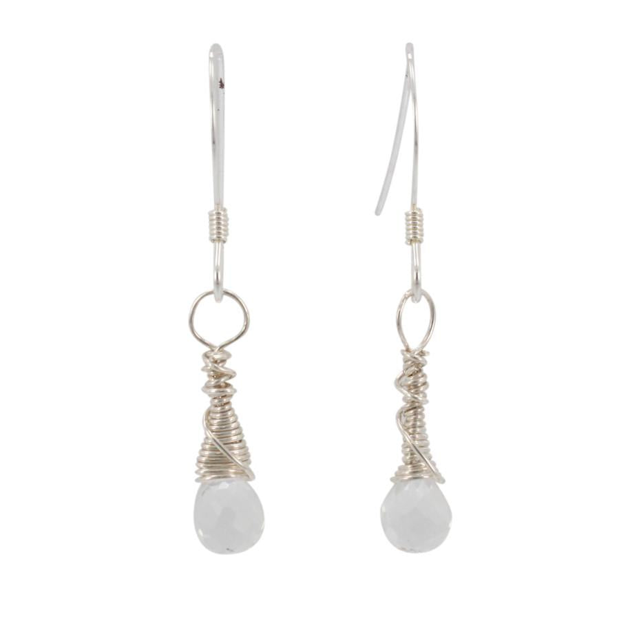 Small Clear Quartz Gemstone Earrings in Gold or Silver