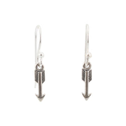 Small Arrow Dangle Earrings in Sterling Silver
