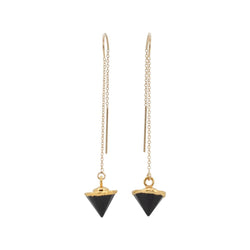 Gemstone Spike Gold Threader Dangle Earrings
