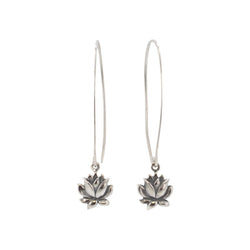 Long Lotus Earrings in Sterling Silver