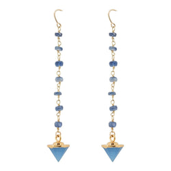 Kyanite and Blue Chalcedony Threader Dangle Earrings