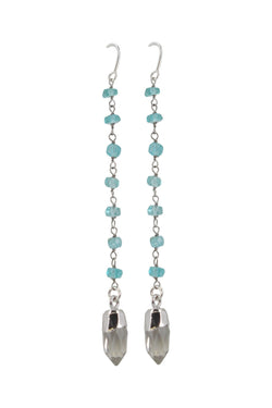 Apatite and Clear Quartz Threader Dangle Earrings